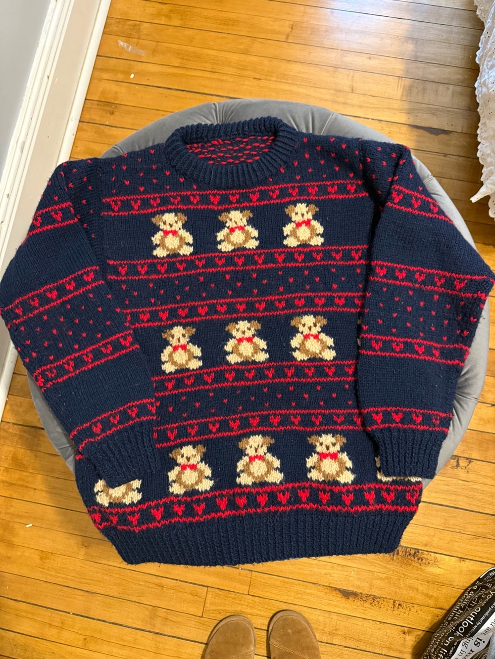 Hand Knit Bear Sweater